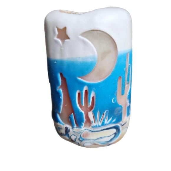 COYOTE  SOUTHWESTERN CANDLE BEAR CACTUS MOON STAR - Picture 1 of 6